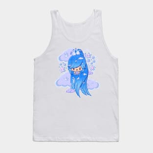 Cute blue cloud bubble head girl in kawaii style Tank Top